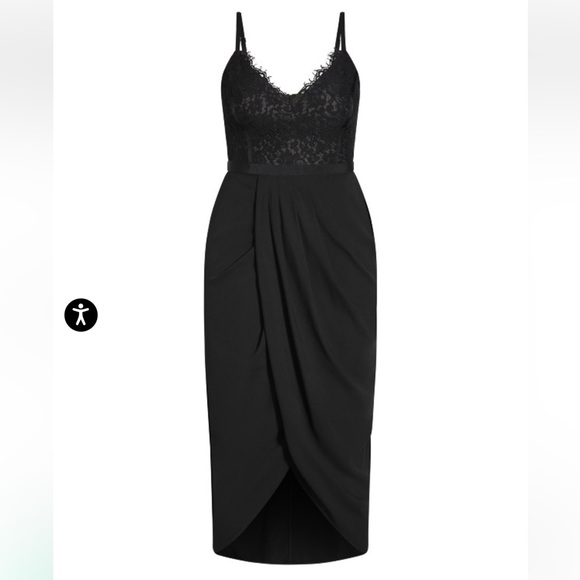 City Chic Black Lace Touch Dress NWT - Picture 3 of 7